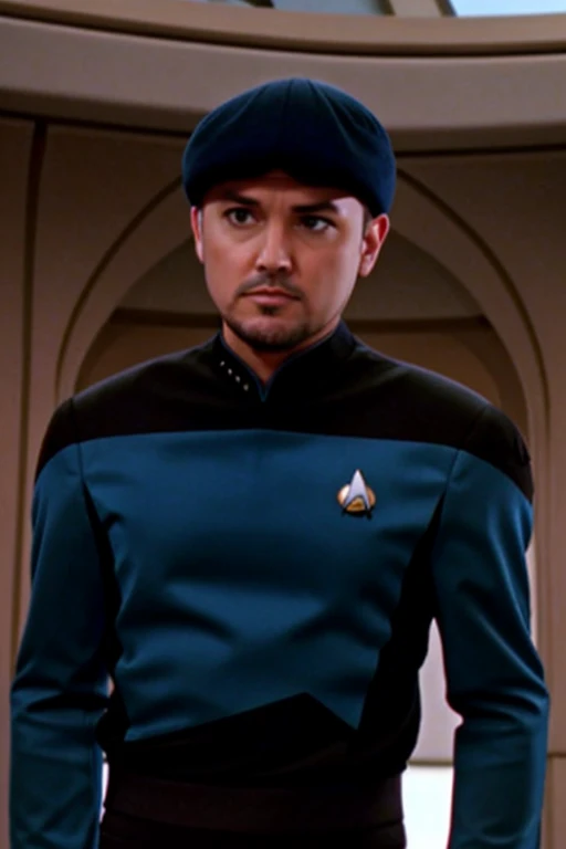 Tim pool: Blue Star Trek uniform: Star Trek bridge background: 