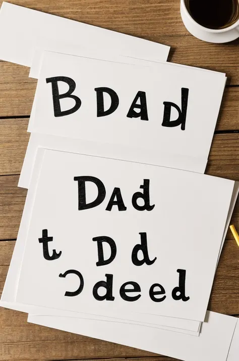 Write the word dad and make each letter made with excrement on a sheet of paper