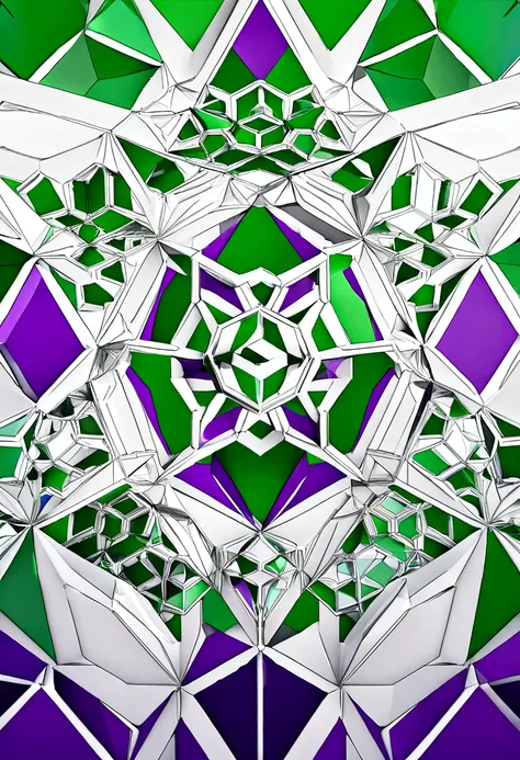 logo 3d, flower of life geometric symbol, solid colors ( verde, azul e roxo), fundo branco, 4k, borda arredondada, tridimensional
