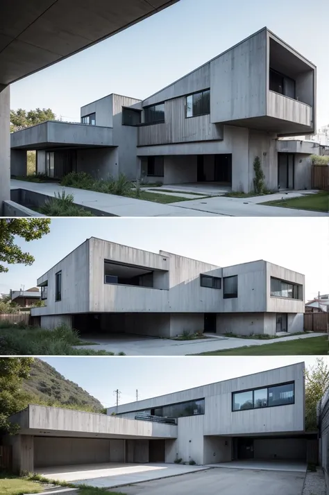 A triplex house with brutalist architecture