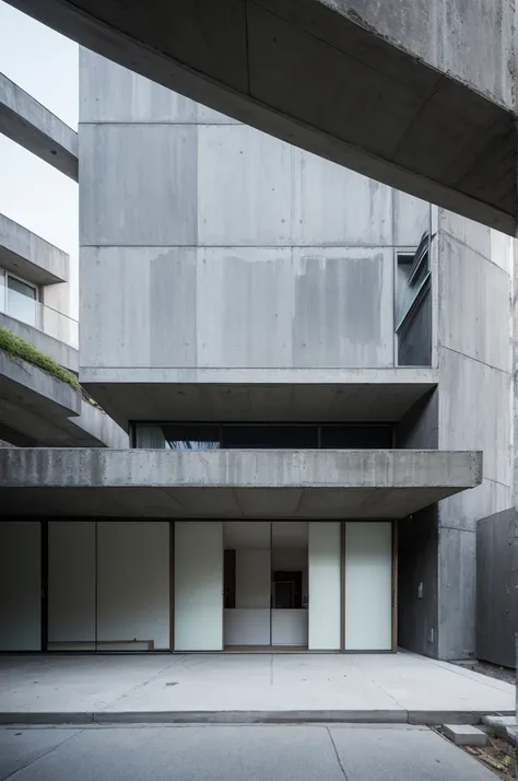 A triplex house with brutalist monumental architecture