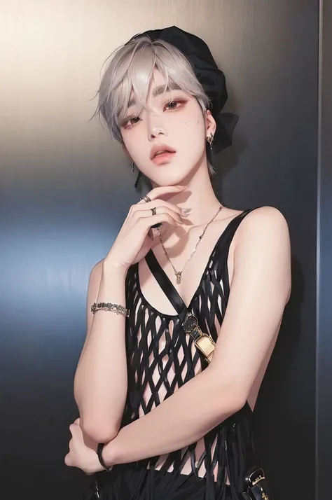 Mujer araffada con un vestido negro y un sombrero negro., sun yunjoo, kim taejin, heonhwa choe, seson yoon, cai xukun, kim doyoung, marimacho de pelo corto platino, hong junio hyung, parque ji min, Jaeyeon Nam, retrato de una mujer como reol, hyung tae, co...