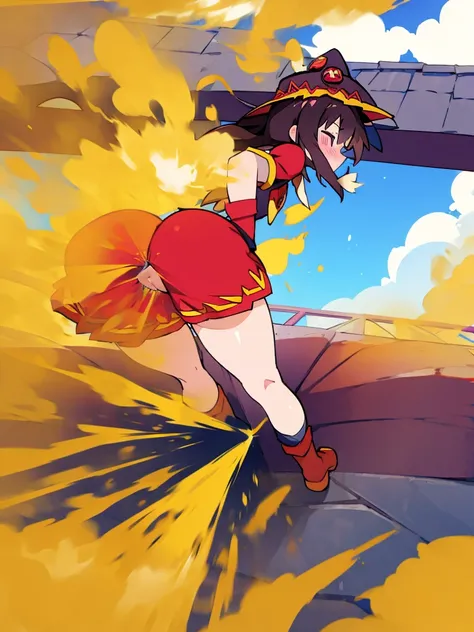 pixiv, masterpiece , megumin, farting, showing her anal