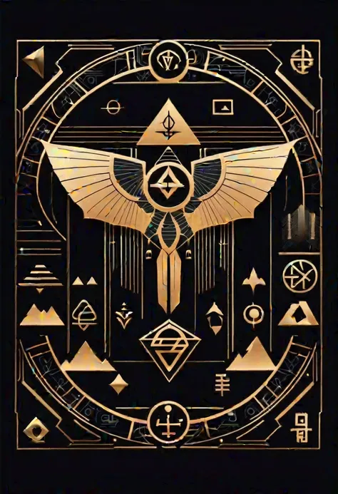 vampire tattoo style, futuristic hieroglyphics, arcane symbols, runes, dark theme, perfect golden ratio composition, masterpiece...