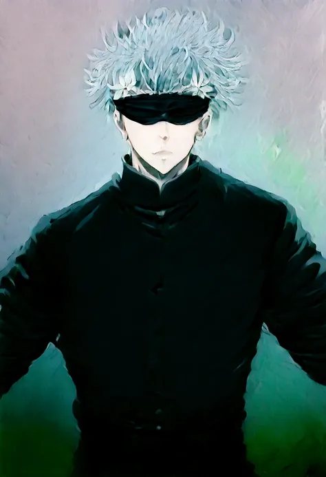 score_9, score_8_up, score_7_up, break, source_anime, 1boy, gojou satoru, satorugojo, "jujutsu kaisen", (blindfold), outstretche...