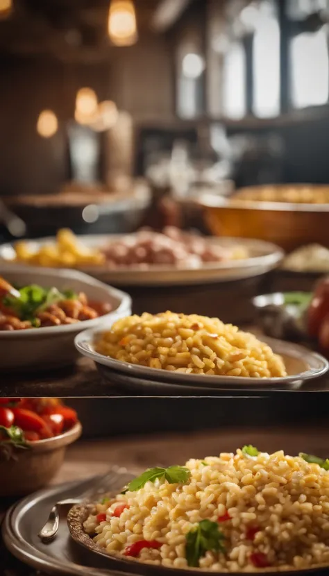 Marmita com arroz, bean,farofa,legumes,French fries and meat salad for advertising 