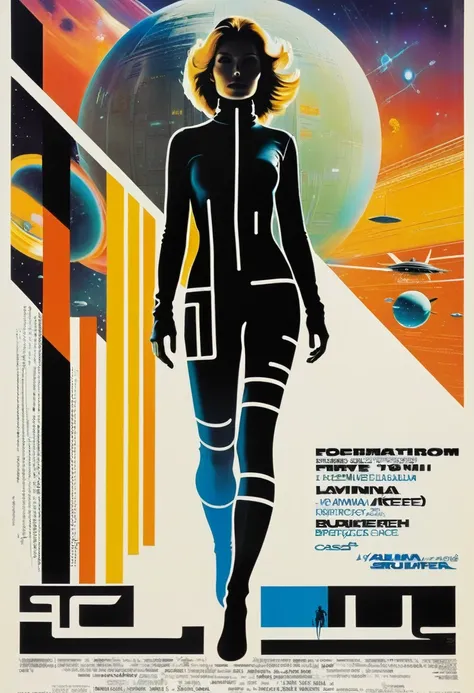 vintage retro futuristic style movie poster of 1970s sci-fi movie, information, text is in sci fi fonts, human body silhouette, against floating codes, numbers and symbols, GLITCH. Hyperreal. Art by Frankenthaler, Cassatt, OKeeffe Art by Vigée Le Brun, Alm...