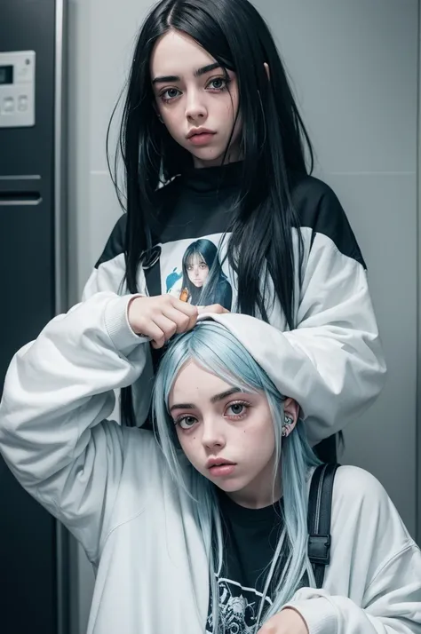 Billie Eilish mechendo no celular 