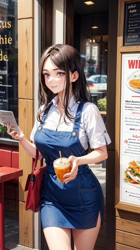 A hand coming out of a restaurant with a Marmitex with lunch 