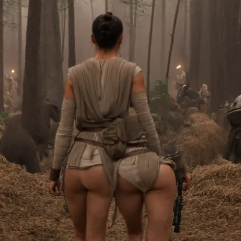 cinematic film still rey, scavenger, highly detailed, high budget Hollywood movie by barry jenkins, she is showing her very small ass, nsfw, solo 1 woman