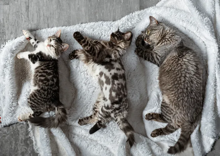 cats lying on a towel 