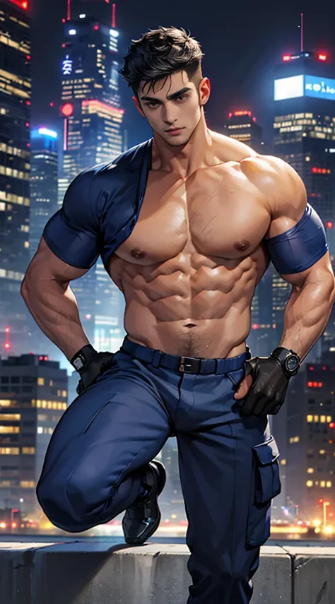 ((bestquality, Ultra-high detail, master-piece: 1.3))，Background details, lifelike, 25-year-old Korean police officer,Full body, ((bestquality, Ultra-high detail, master-piece: 1.3))，Background details, lifelike, 25-year-old Korean police officer, Black Ha...