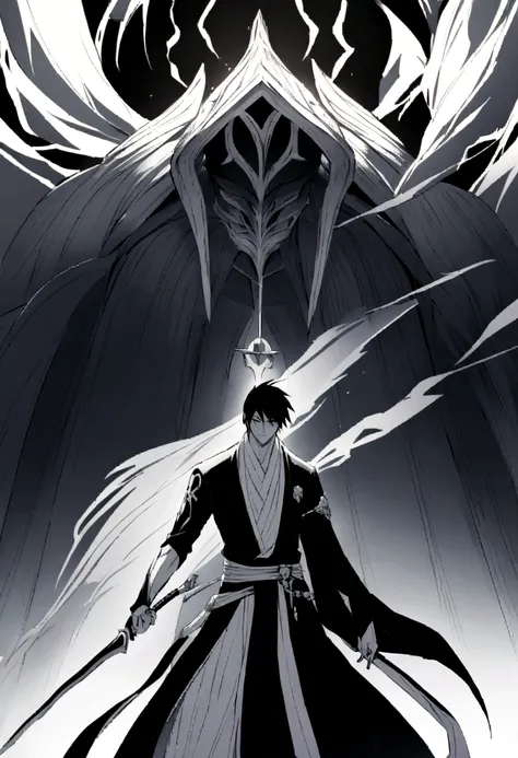 Imagine a poster that captures the essence of camaraderie and conflict in the world of “Bleach.” At the forefront, Ichigo Kurosaki stands in his Bankai form, his expression determined, with Zangetsu poised for action. Surrounding him are the key Soul Reape...