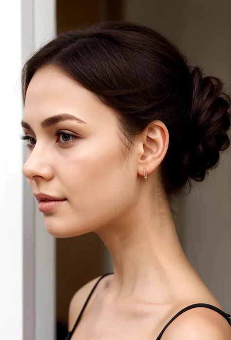 femme de profil chignon