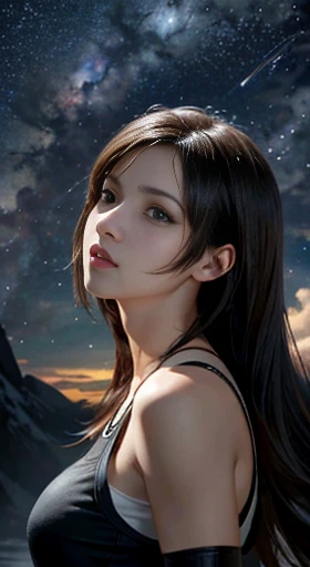 art station trends, cgsociety trends, complex, attention to detail, sharp focus, dramatic, starry sky, tifa lockhart in final fa...