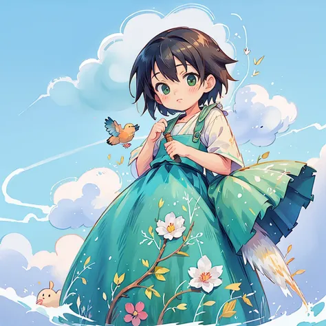 Makoto Shinkai style, Kawaii Design, most beautiful girl ever, birdie、High walls