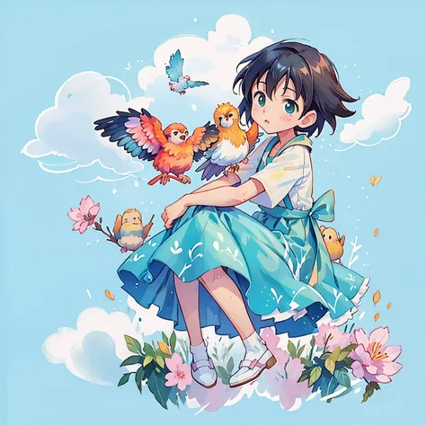 Makoto Shinkai style, Kawaii Design, most beautiful girl ever, birdie、High walls