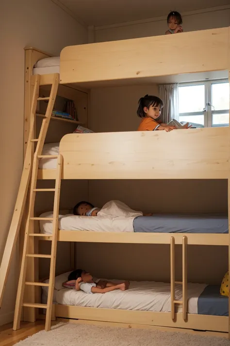 Children playing on the bunk bed