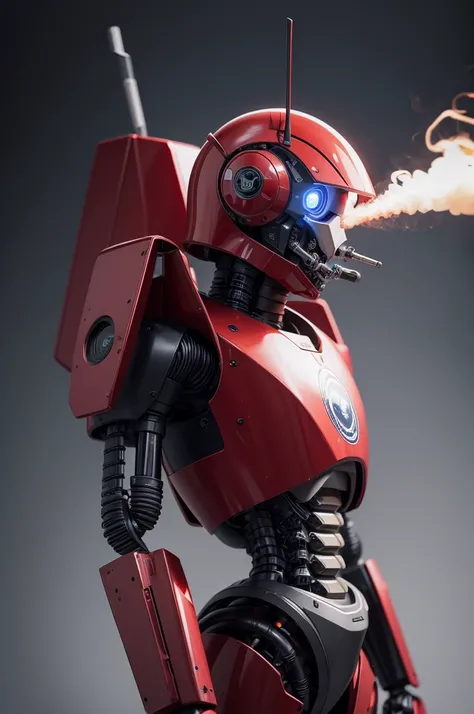 8k war robot photo,vermelho fumando 