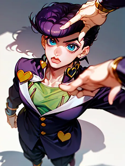 (1 man), only,(higashikata josuke - jojo's bizarre adventure),(josukejojo:1.3), pompadour,(male japanese uniform gakuram),( purp...