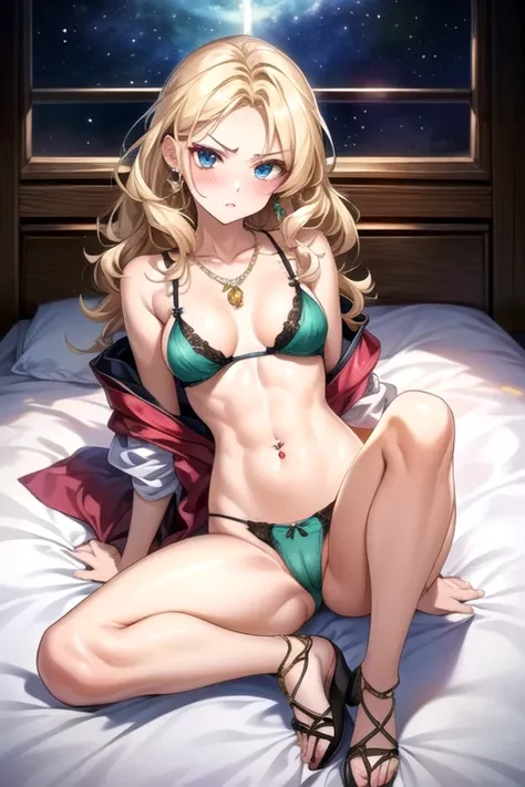 ((Highest quality)), ((masterpiece)), (detailed), One girl, sexy、Sit on the bed、A woman in her fifties wearing a sheer white half-cup bra and a transparent jacket, Japanese Goddess, sexyガール, Barbie doll wearing panties and bra, Super realistic sweet girl, ...