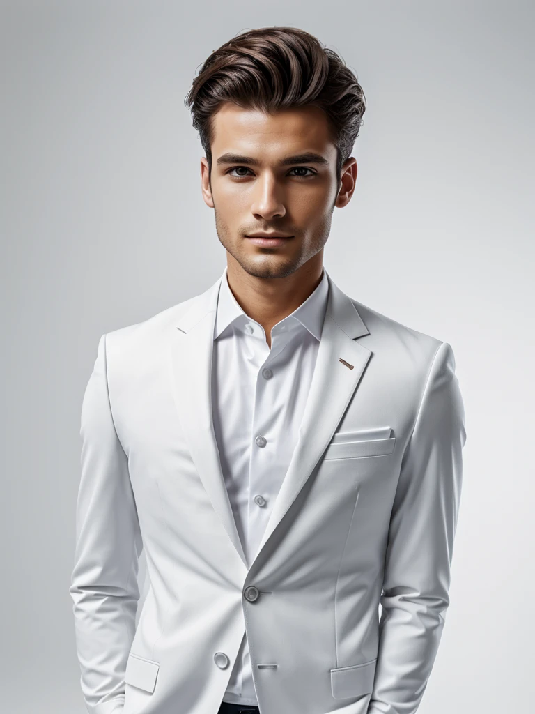 modern elegant man, well dressed, white background, 4k quality