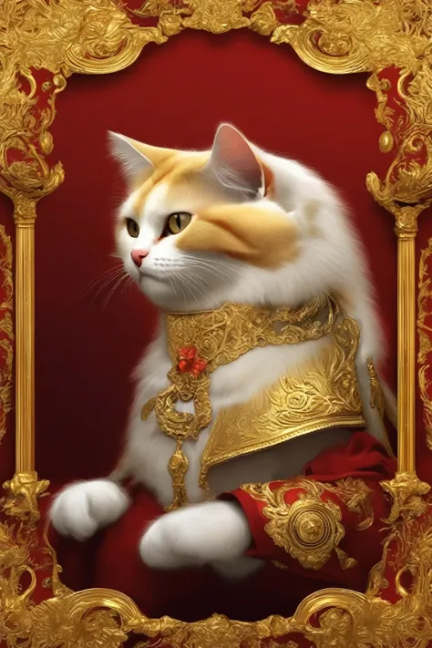 gatos elegantes, y algunos muy bizantinos, al estilo de los rusos ortodoxos. fondo rojo y halo dorado.