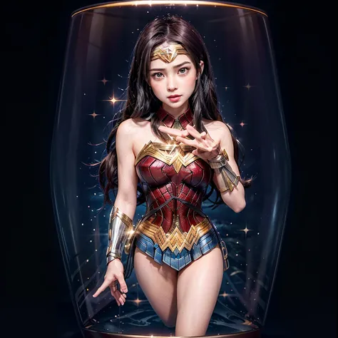 High-level, 8K Masterpiece TopQuality, Ultra-detailed CG, Absurd detailed wallpaper, PerfectLighting, Extremely detailed (((Personifying " Sexy Wonder Woman " as a KAWAII Girl))), Characteristic Items, aesthetic LifeLike Rendering, MysticSight, 
Haze Tynda...