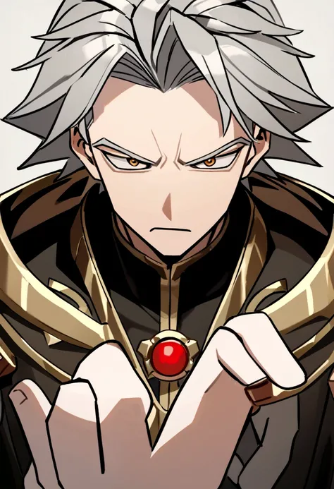 The boy presses the red button on the device. Um holograma aparece, showing an older version of the boy himself, with gray hair and a serious expression. O holograma parece transmitir uma mensagem urgente.