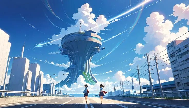 Image of Makoto Shinkai&#39;s anime、landscape、Spectacular and beautiful scenery of fantasy、beautiful night starry sky