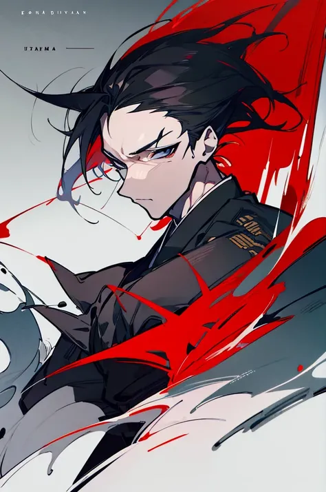 a close up of a person with a sword and a guy with a red dress, handsome guy in demon slayer art, best anime character design, detailed anime character art, anime character; full body art, anime character design a death god, character adoptable, handsome j...