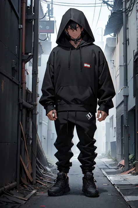 arafed man in a black hoodie standing with his hands on his hips, dressed black hoodie, in a black hoodie, hooded, wearing a dark hood, wearing a black hoodie, black hood, fear of god style, wearing an oversized hoodie, clothed in hooded, black hoodie, wea...