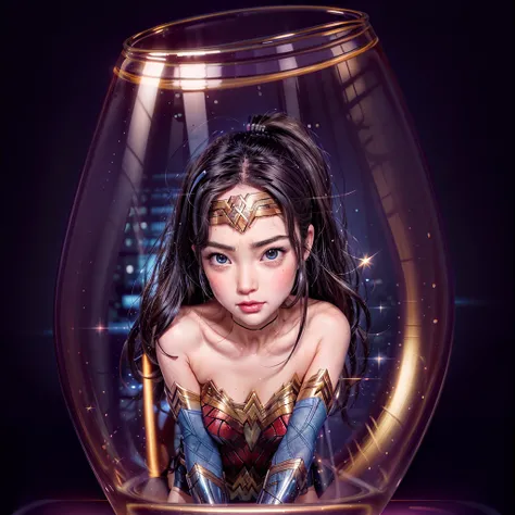 High-level, 8K Masterpiece TopQuality, Ultra-detailed CG, Absurd detailed wallpaper, PerfectLighting, Extremely detailed (((Personifying " Sexy Wonder Woman " as a KAWAII Girl))), Characteristic Items, aesthetic LifeLike Rendering, MysticSight, 
Haze Tynda...