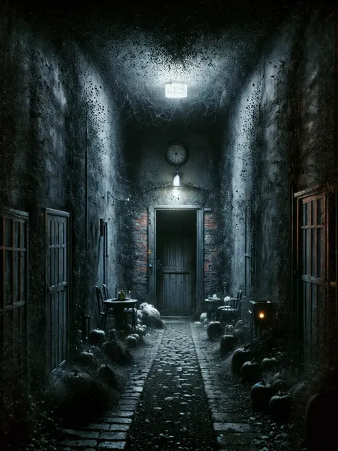 a spooky horror-like back alley at night