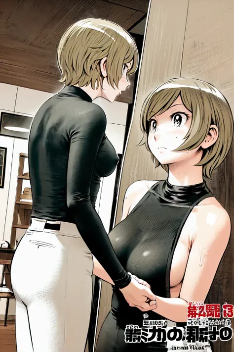 (野球uniform:1.2),
Blonde, (short hair:1.2),Long sleeve, Black Shirt, turtleneck,White trousers、uniform、Black belt、((People illustrations))、Big Breasts、
View your audience,, (Highest quality:1.3),One Girl, White pants、uniform、Outdoor、baseball ground、ground、s...