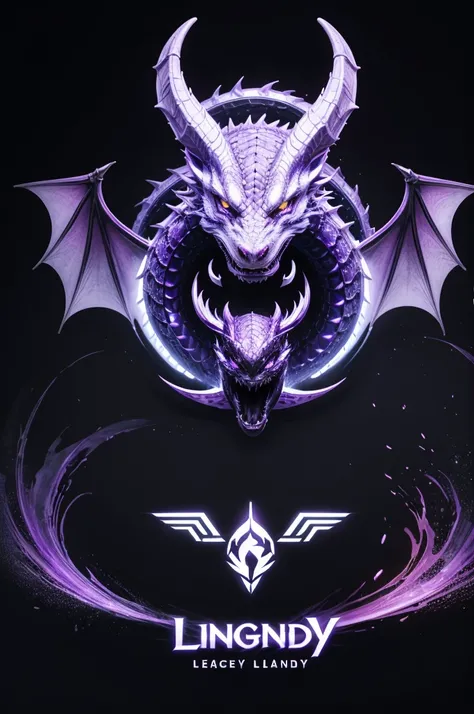 create a gamer logo with the main image of the dragon, with the colors purple, white, black and the name legendary legacy. professional image for a team logo