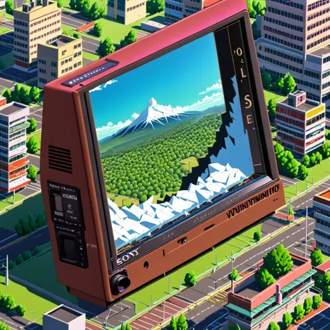 ((anime:1.4,illustration)),(masterpiece, top quality, best quality),(ultra-detailed, absolutely resolution),((16k, high res)), (((drilled snowy mountain, blue sky, city reflected in the hole)), ((landscape, wide shot, long shot)) ((cozy lofi illustration:1...