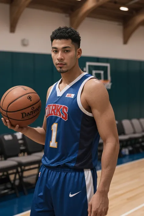 shot by Sony a7 IV Mirrorless Camera, natural light, analog film photo, Kodachrome ,handsome aomine daiki ,basketball player ,dark skin