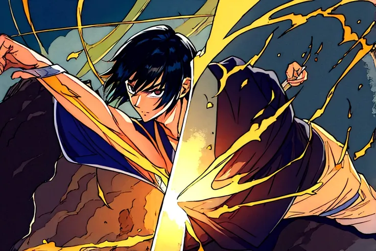 boy　Short Hair　Black Hair　anime　Adventurer　battle