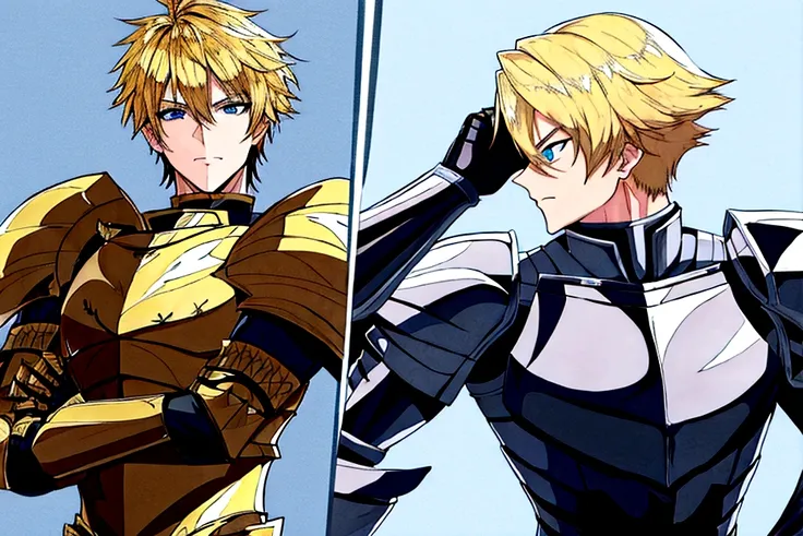 boy　black　Short Hair　Blonde　anime　battle　knight