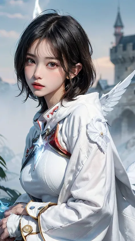 (Highest quality, masterpiece:1.3), shape, ((Beautifully detailed face)), Beautiful and detailed skin, Intricate details, Very detailed, Best image quality in 8K,Fantasy,A world of swords and magic,ファイナルFantasy,(White Mage:1.6),Mysterious,The Power of Myst...