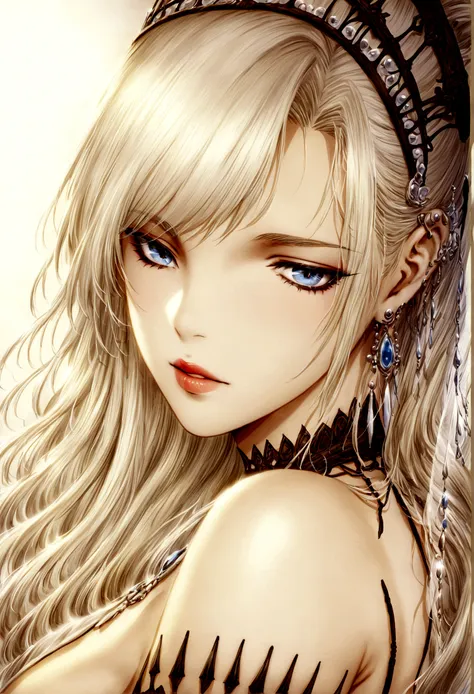 create a hyper detailed photograph of a luis royo youthful stunningly glamorous girl, stunningly perfect gorgeous face, perfect ...