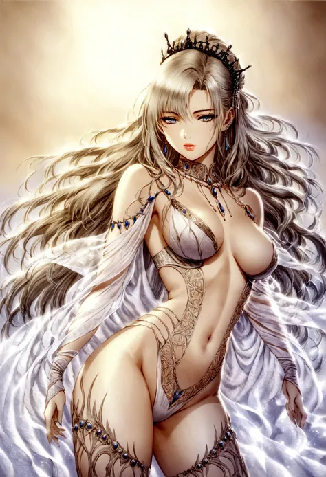 Create a hyper detailed photograph of a luis royo youthful stunningly glamorous girl, Stunningly perfect gorgeous face, perfect makeup, detailed vibrant eyes, platinum blonde dutch hair, detailed perfect smooth skin, prohibited,