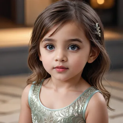 a 3 year old girl wearing an evening dress, beautiful detailed eyes, beautiful detailed lips, extremely detailed eyes and face, ...