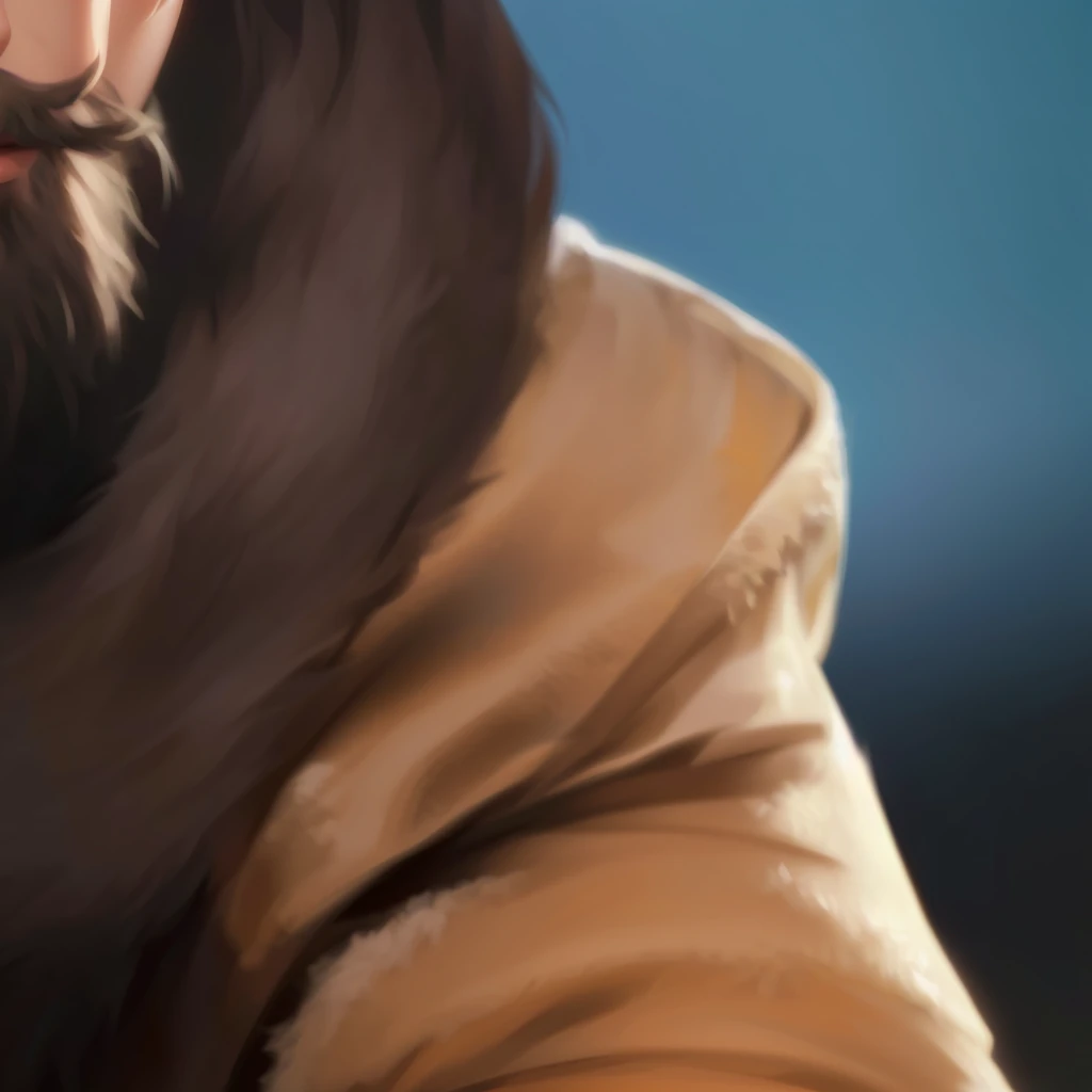 painting of a man with a beard and a fur coat, character art closeup, ultra detail. digital painting, digitally painted, close up character, character portrait closeup, character close up, hyper detail portrait, dramatic cinematic detailed fur, cinematic d...