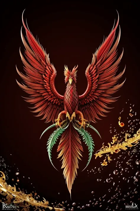 Red Phoenix fantastic luxury with green pearl eyes