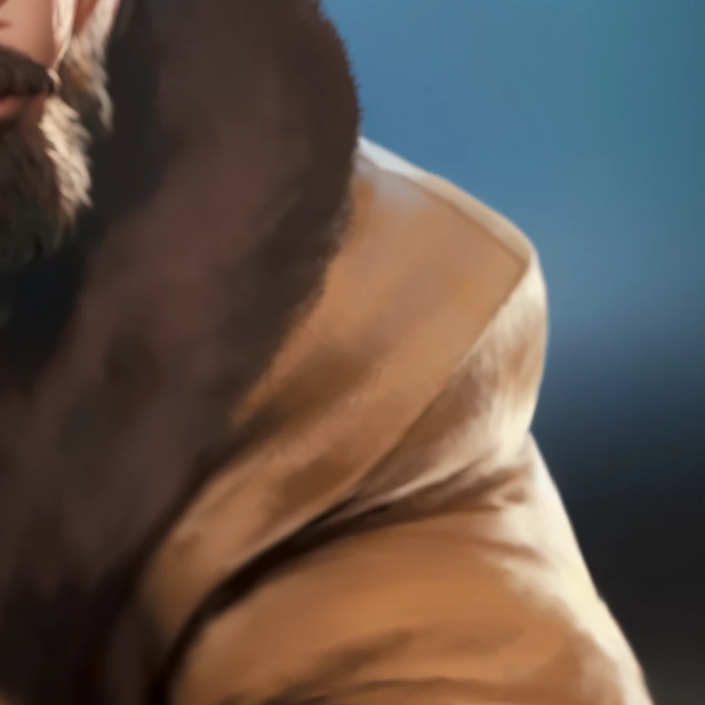 painting of a man with a beard and a fur coat, character art closeup, ultra detail. digital painting, digitally painted, close up character, character portrait closeup, character close up, hyper detail portrait, dramatic cinematic detailed fur, cinematic d...