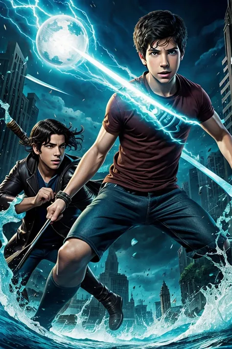 Percy Jackson en la pelea contra Gaia