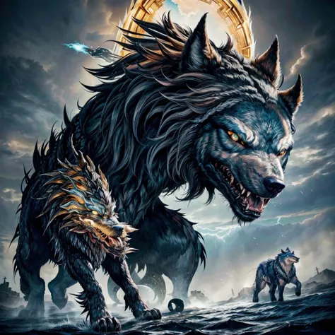 anime, Lobo, ((( Fenrir))), obra de arte, obra de arte, obra de arte, obra de arte, obra de arte, obra de arte, obra de arte, obra de arte, obra de arte, obra de arte, obra de arte, obra de arte, obra de arte, obra de arte,, fractal thunder e Mumford, arte...