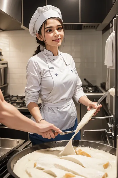 Vovo lavando frango congelado na pia da cozinha 